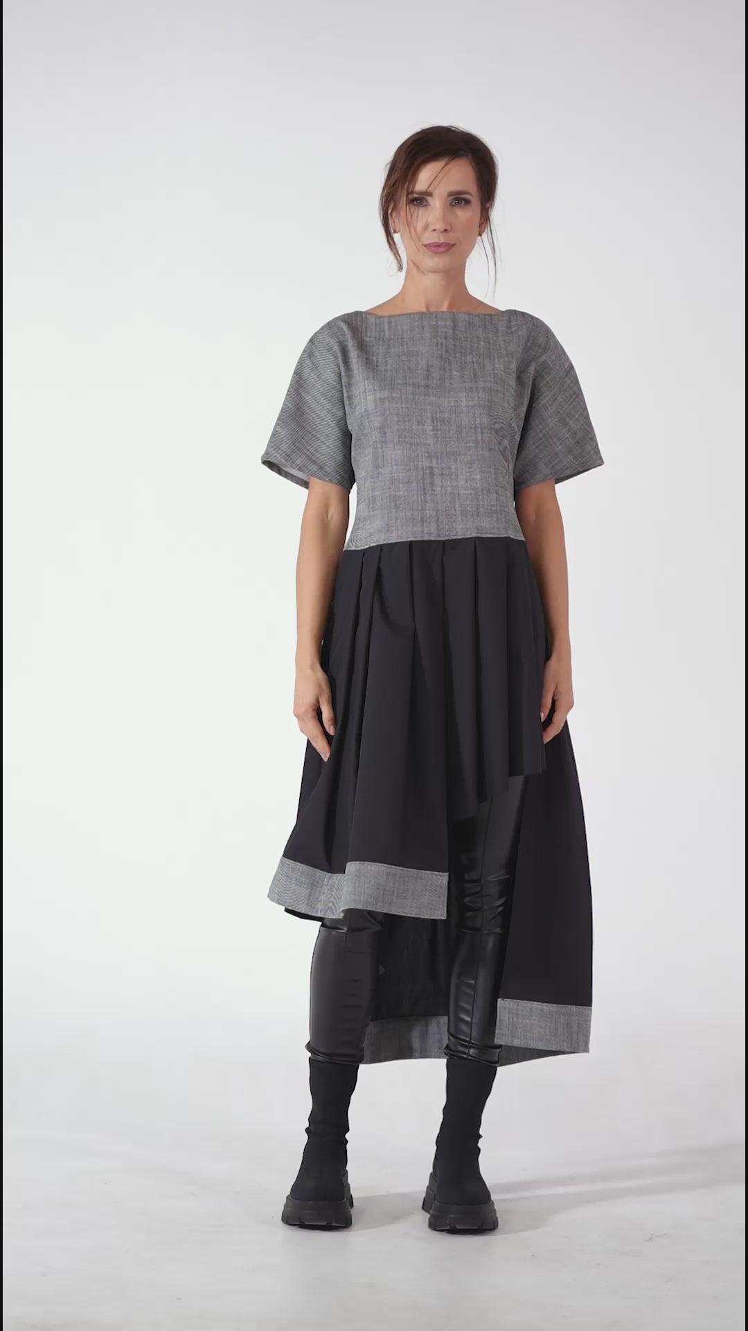 Two-Toned Asymmetrical Denim Tunic Dress