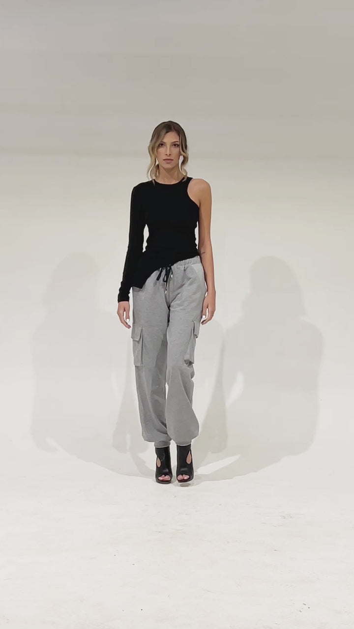 Lig. リグドット　cocoon pants/ gray M PINTUCKED TAPERED TRACK PANTS - GREY | COS