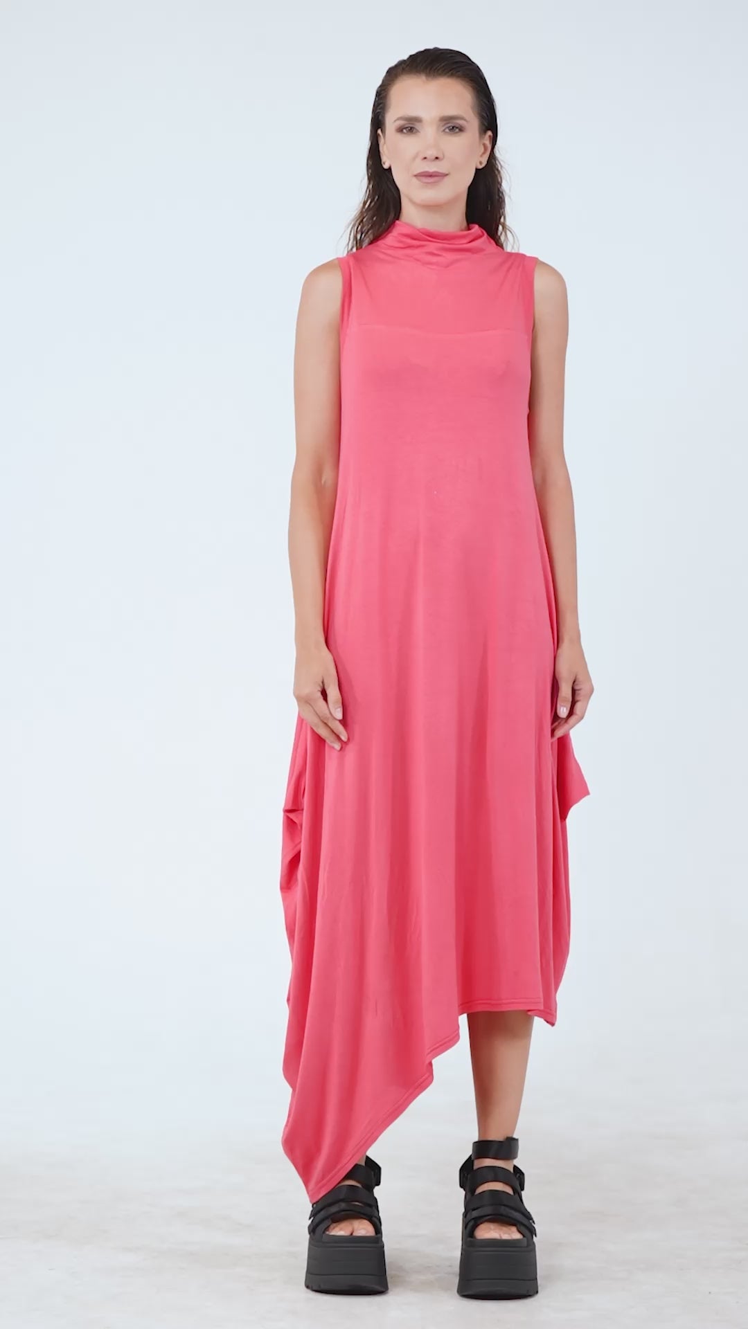 Sleeveless Cotton Dress In Pink