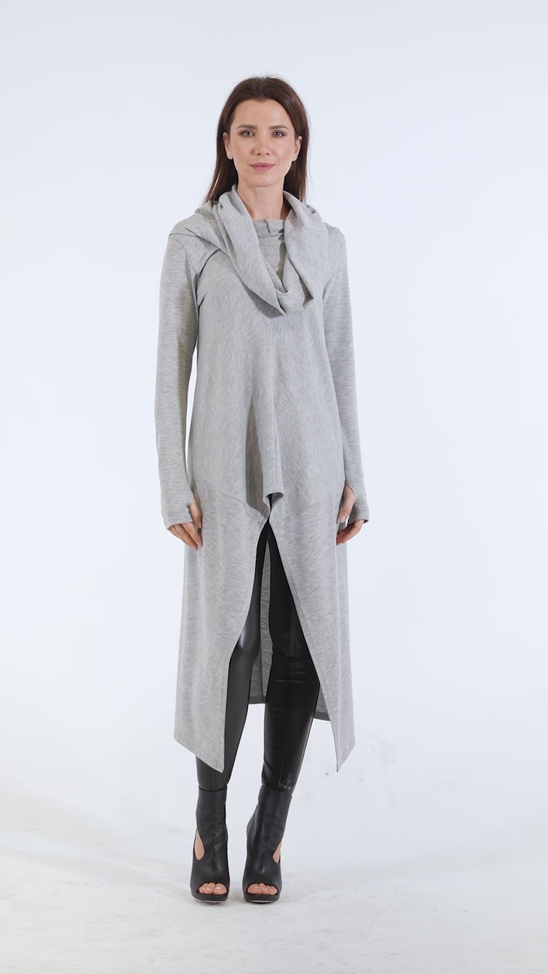 Soft Knitted Tunic In Light Grey