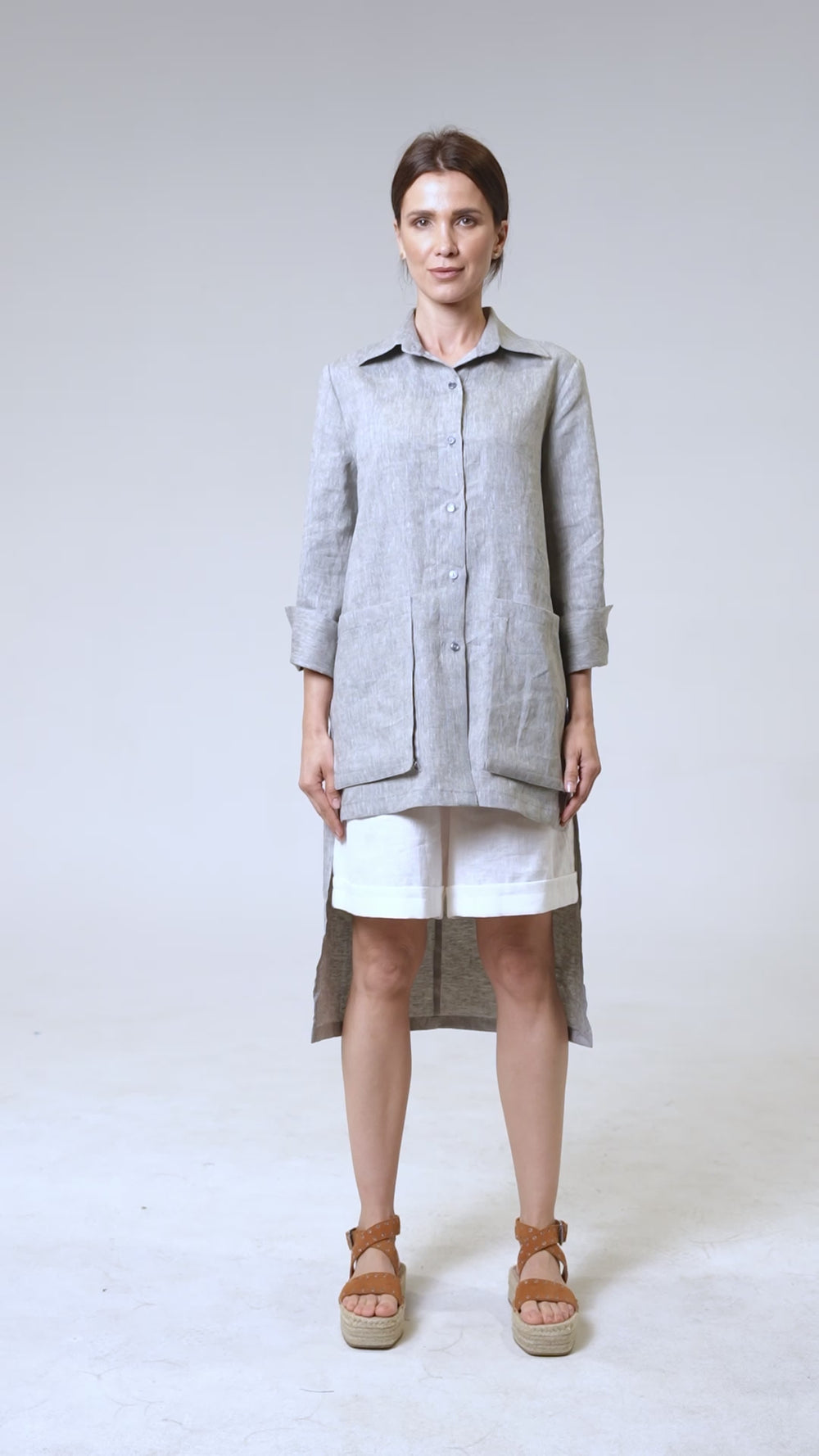 Asymmetric Linen Shirt In White