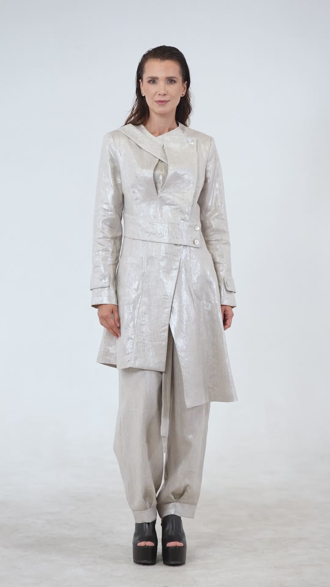 Avant Garde Linen Coat in Silver