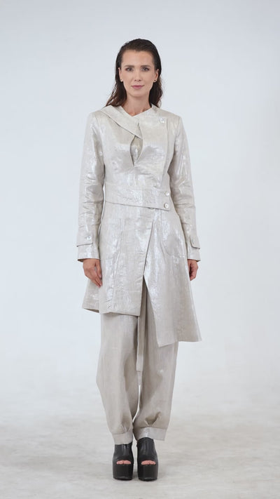 Avant Garde Linen Coat in Silver