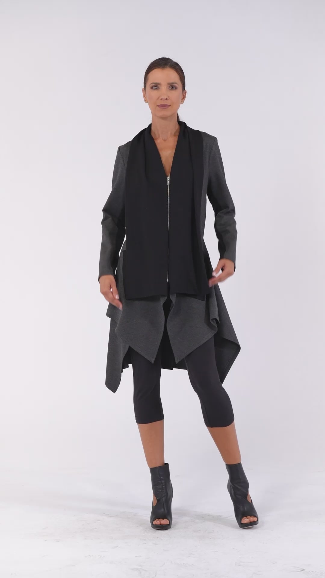 Architectural Asymmetric Blazer With Scarf