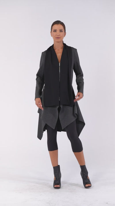 Architectural Asymmetric Blazer With Scarf