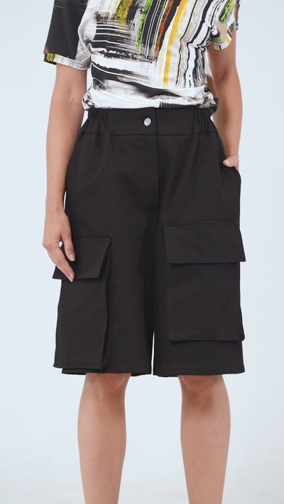 Denim Cargo Shorts In Black
