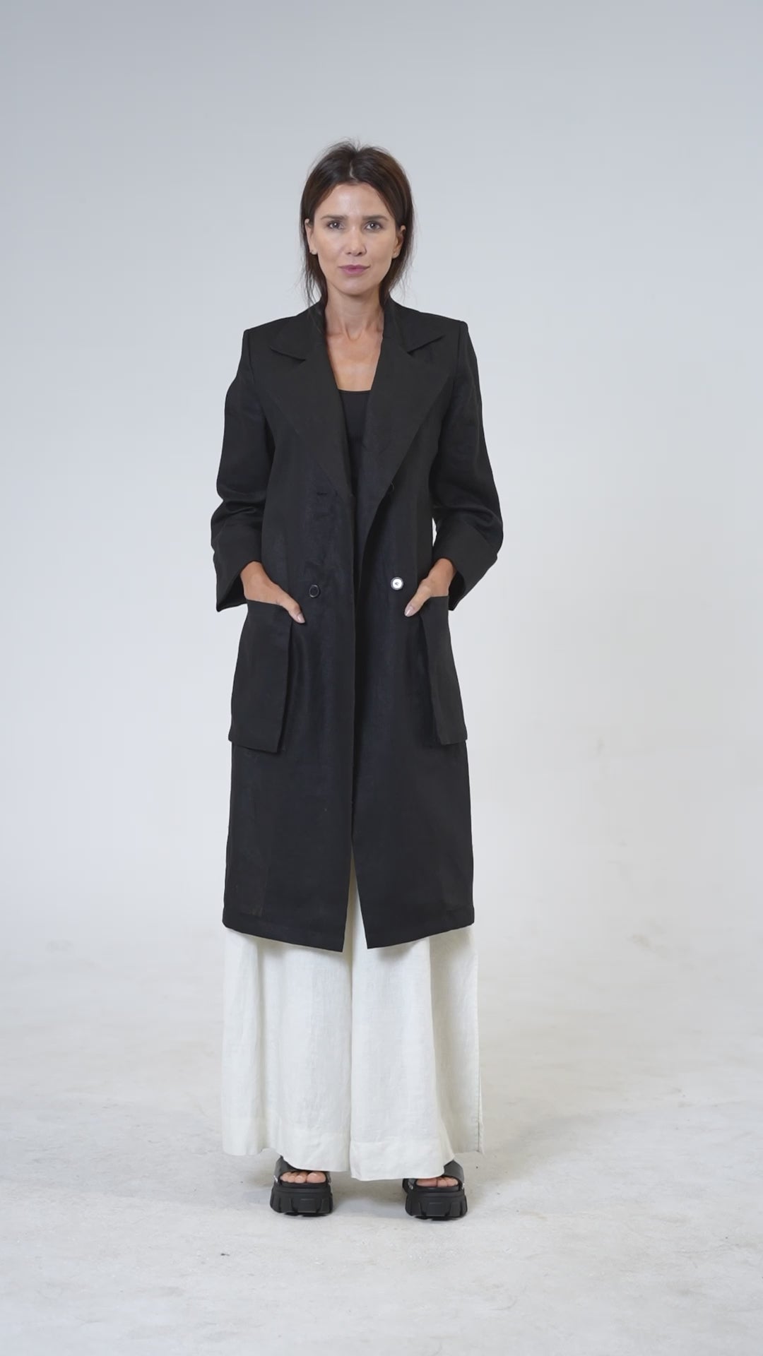 Long Black Linen Blazer