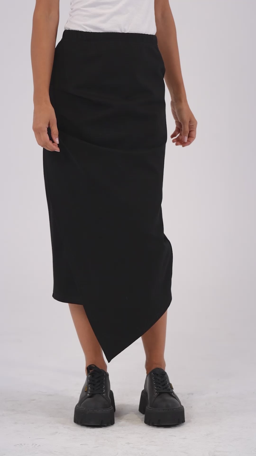 Midi Asymmetrical Skirt In Black