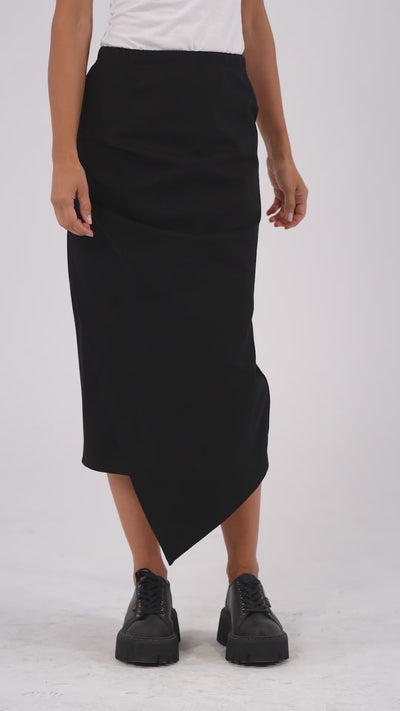 Midi Asymmetrical Skirt In Black