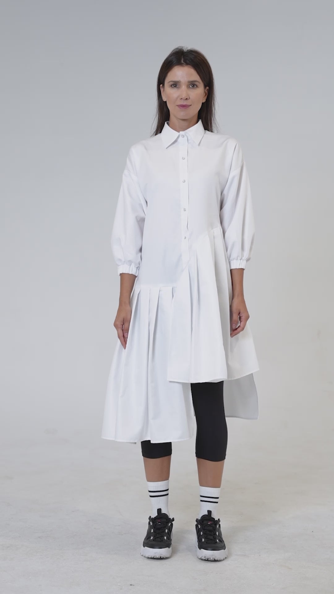 Asymmetric Cotton Tunic Shirt With ¾ sleeves