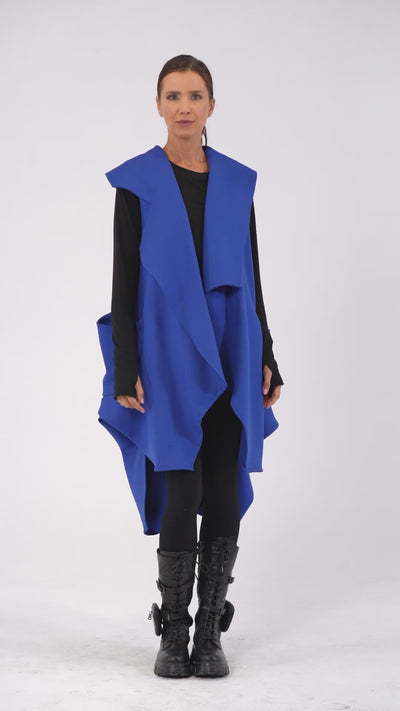 Asymmetric Long Vest In Royal Blue