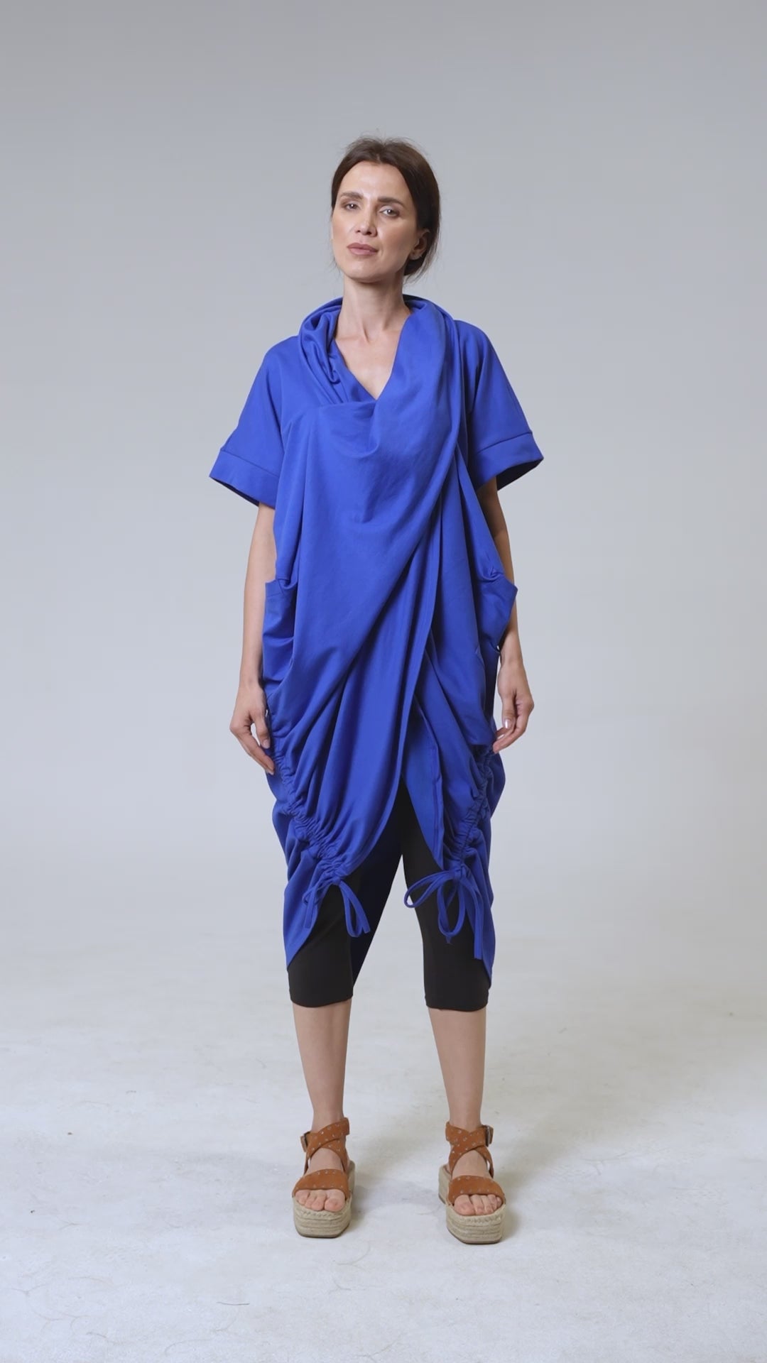 Extravagant Draped Tunic In Blue