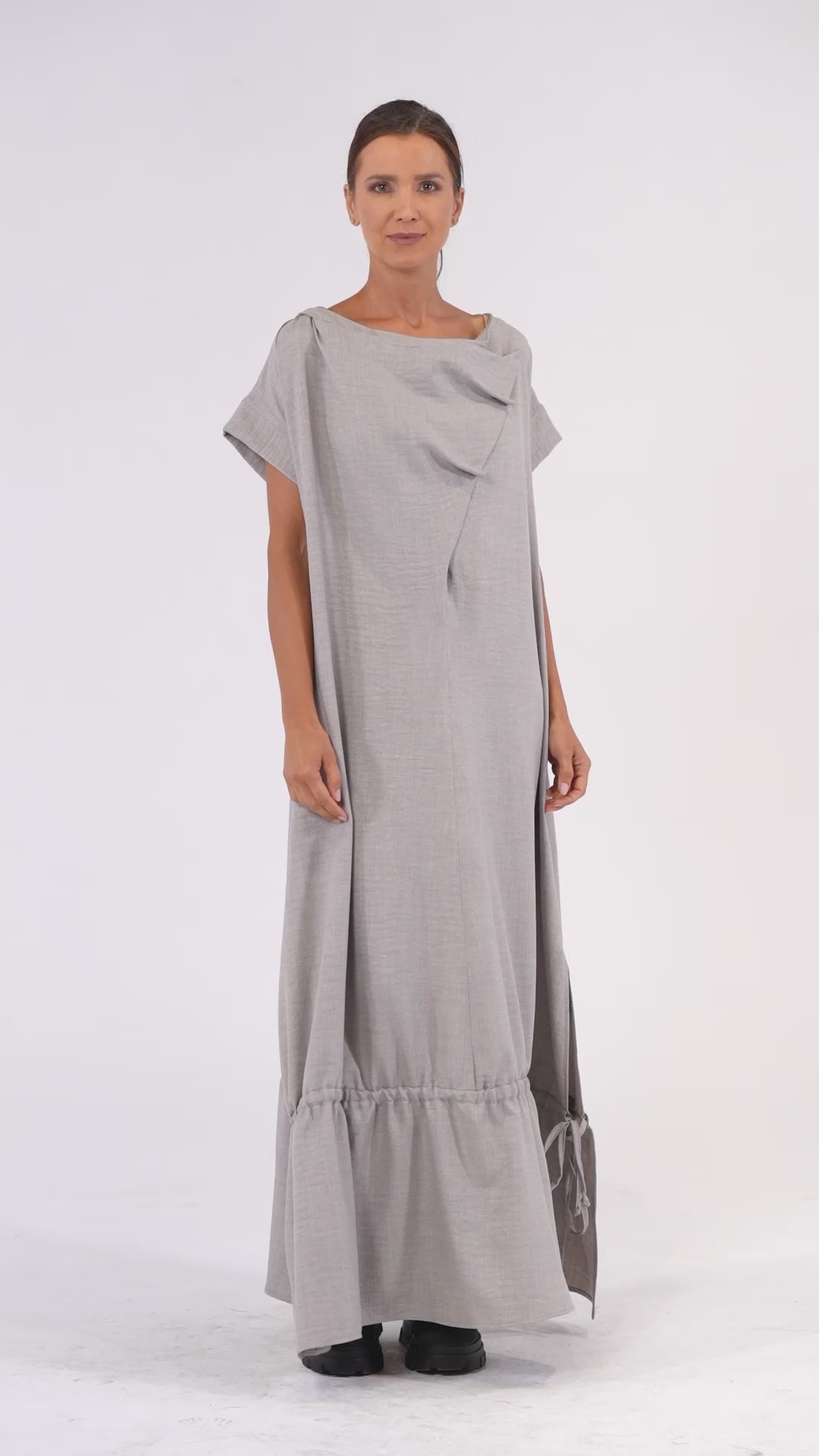 Short Sleeve Maxi Dress In Gray