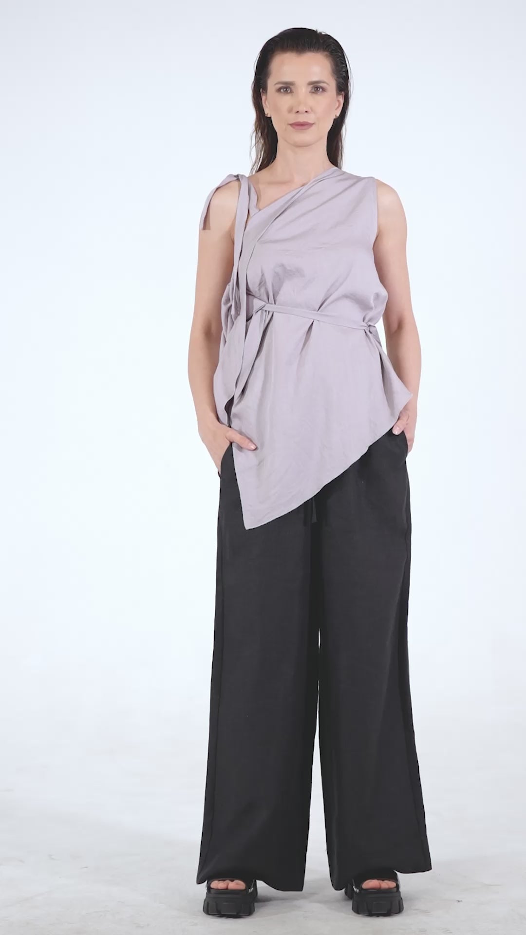Sleeveless Asymmetric Top In Lilac