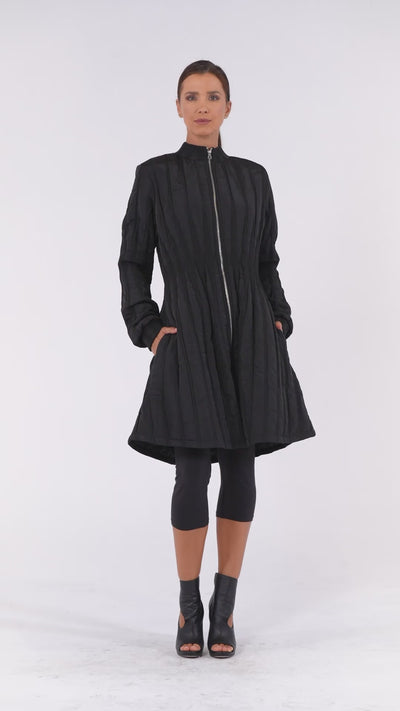 Flare Quilted Jacket In Dark Blue