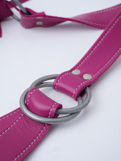 Pink Leather Bag with a Flap