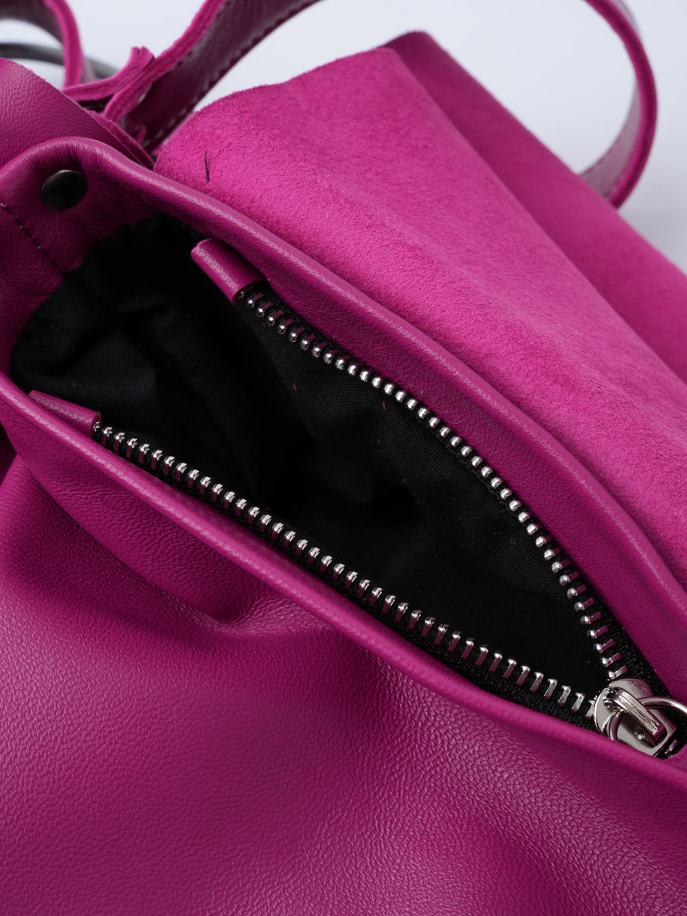 Pink Leather Bag with a Flap