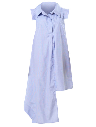 Asymmetric Cotton Shirt Dress In Blue