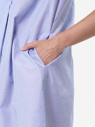 Asymmetric Cotton Shirt Dress In Blue