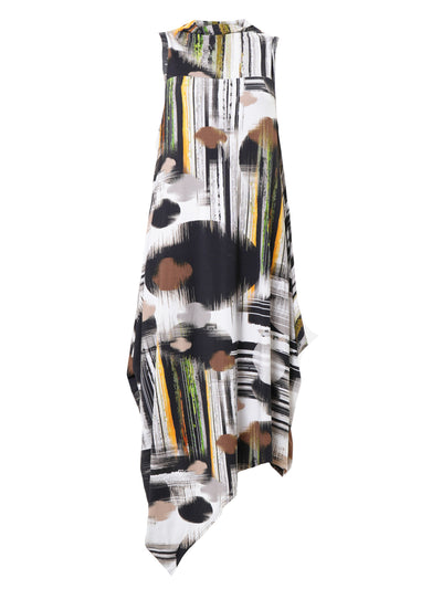 Sleeveless Cotton Dress With Abstract Print