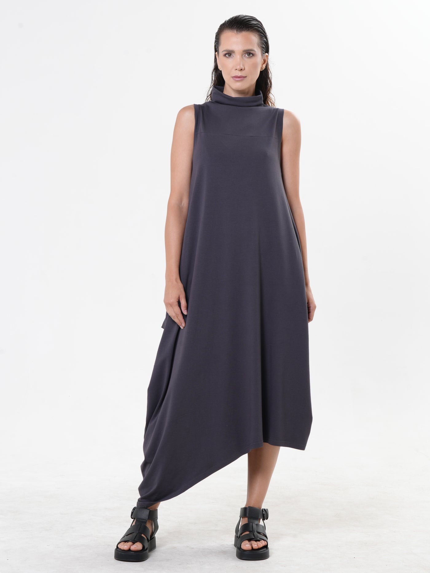 Sleeveless Cotton Dress With Abstract Print