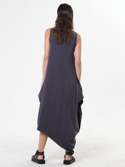 Sleeveless Cotton Dress In Gray