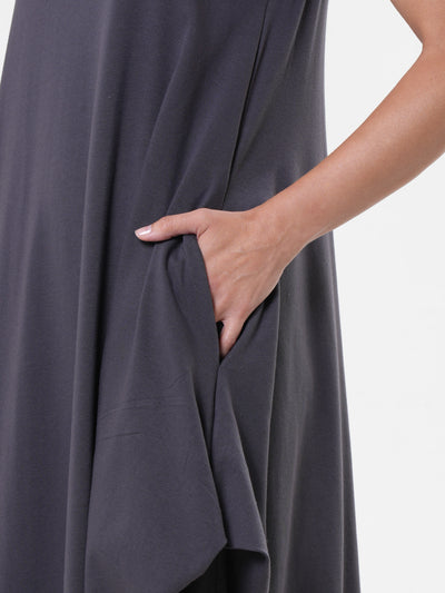 Sleeveless Cotton Dress In Gray