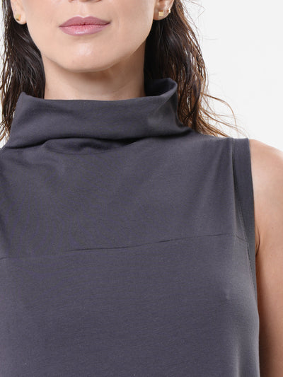 Sleeveless Cotton Dress In Gray