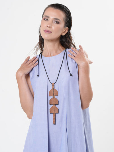 Sculptural Leather Necklace in Brown