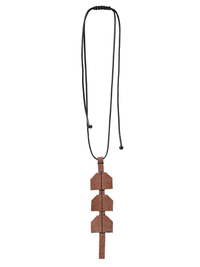 Sculptural Leather Necklace in Brown