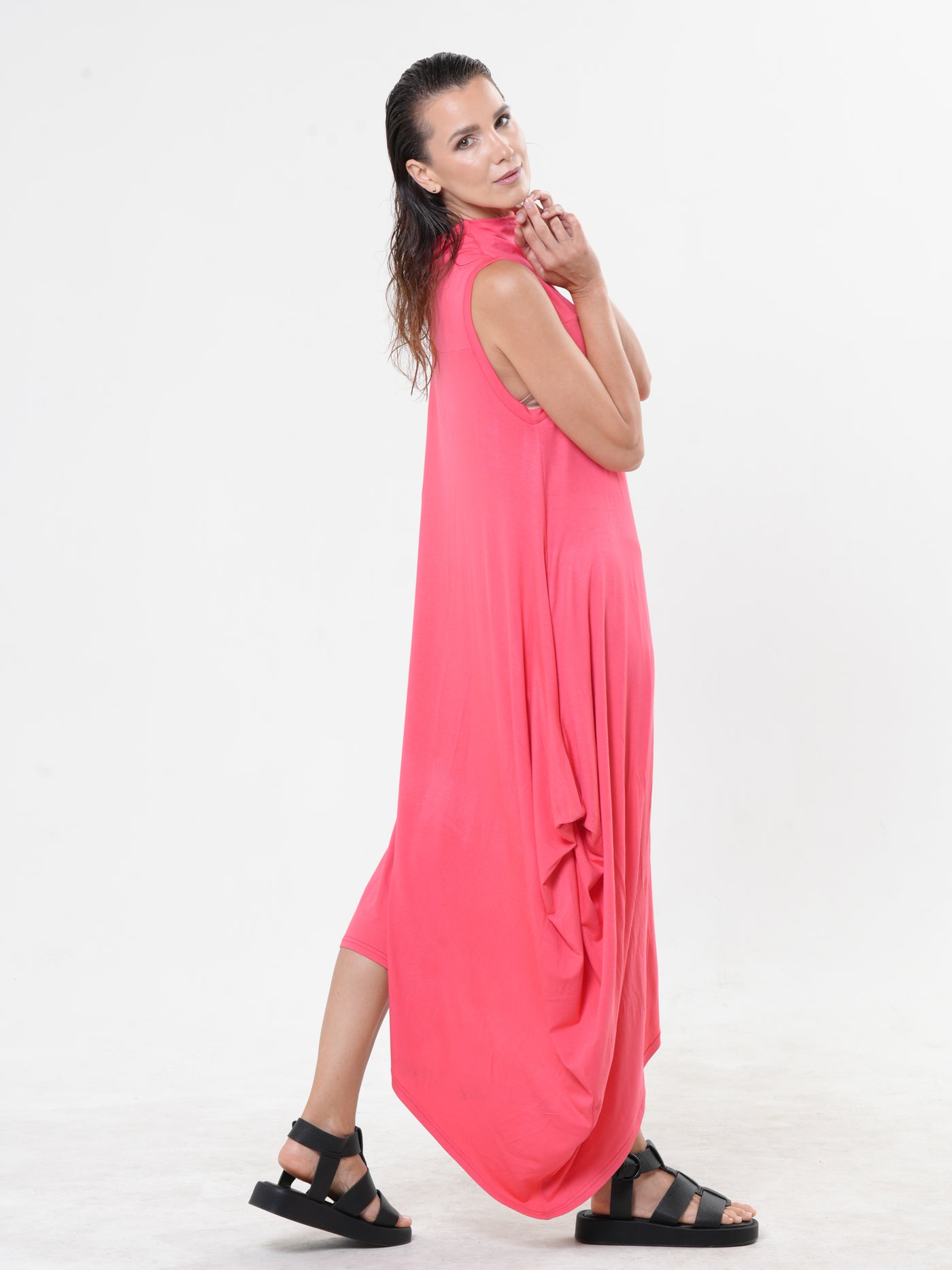 Sleeveless Cotton Dress In Pink