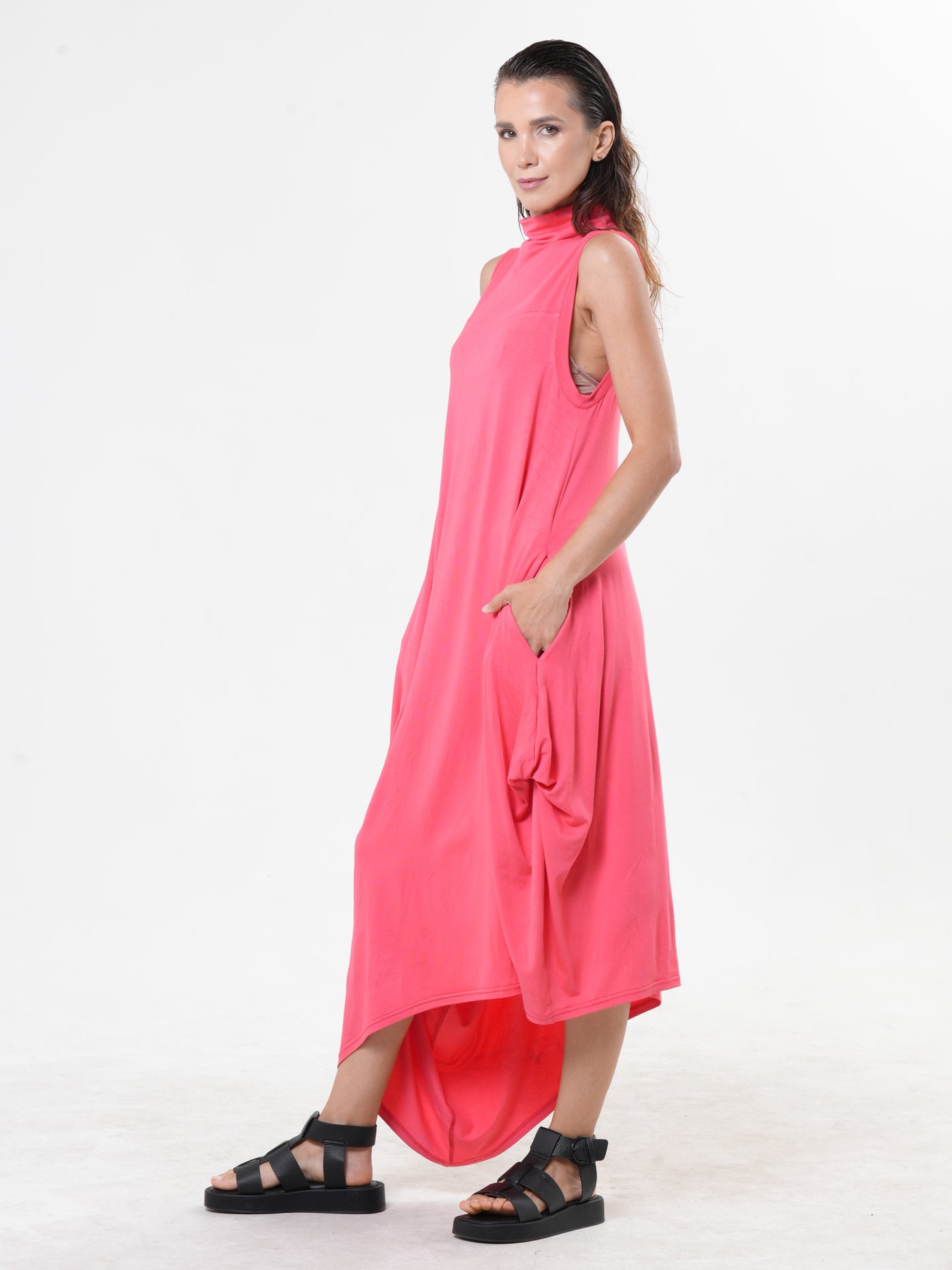 Sleeveless Cotton Dress In Pink