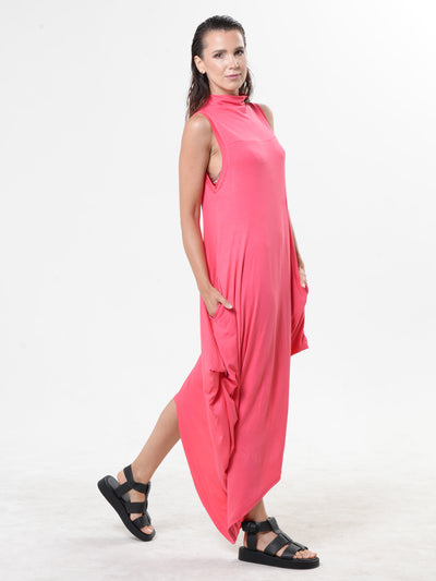 Sleeveless Cotton Dress In Pink