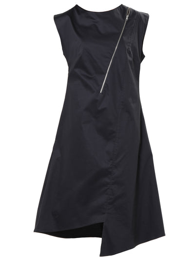 Midi Zipper Dress In Black