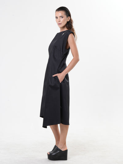 Midi Zipper Dress In Black