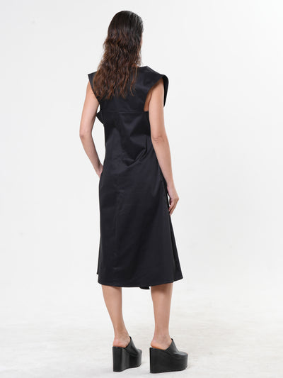 Midi Zipper Dress In Black