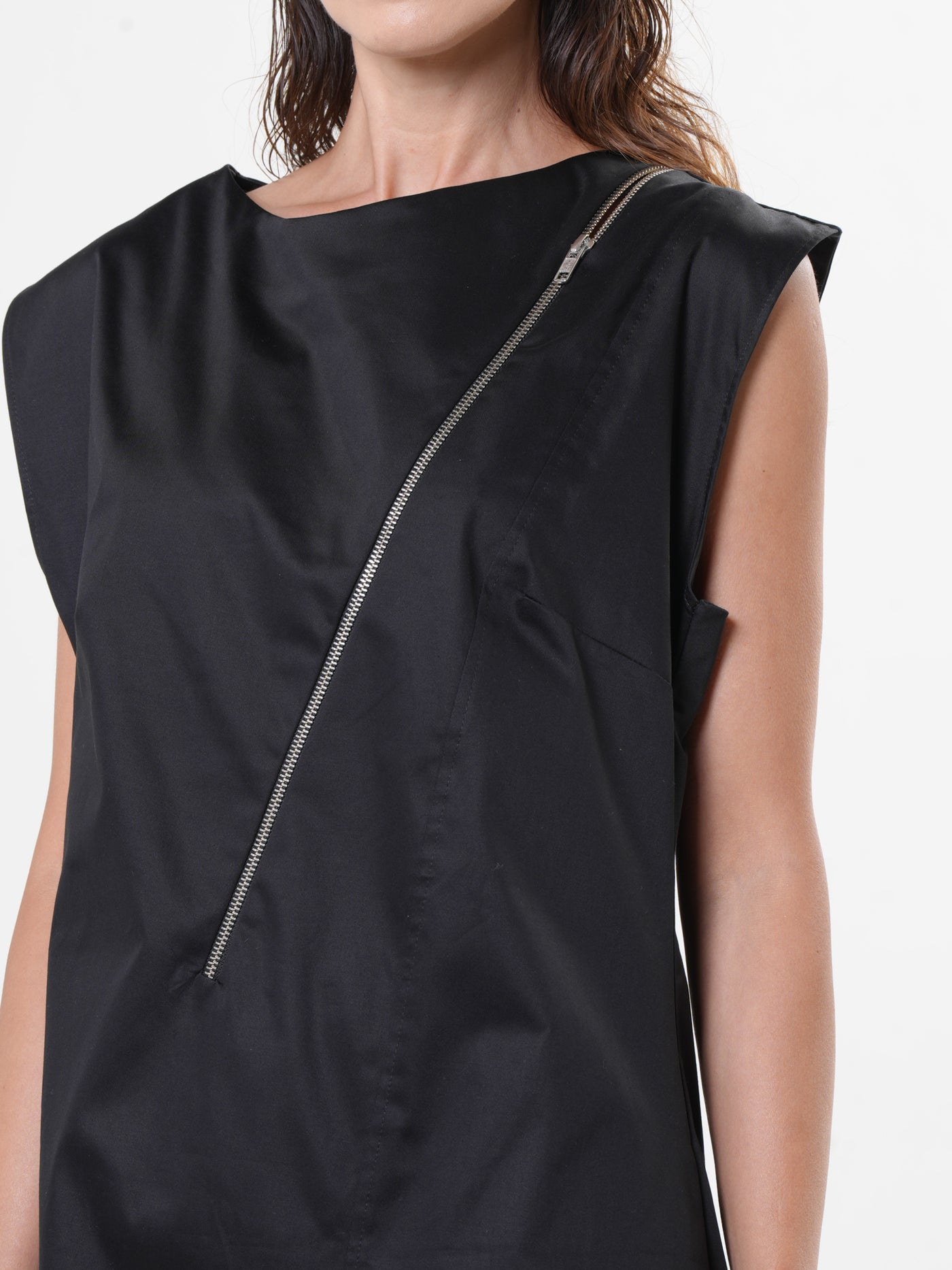 Midi Zipper Dress In Black
