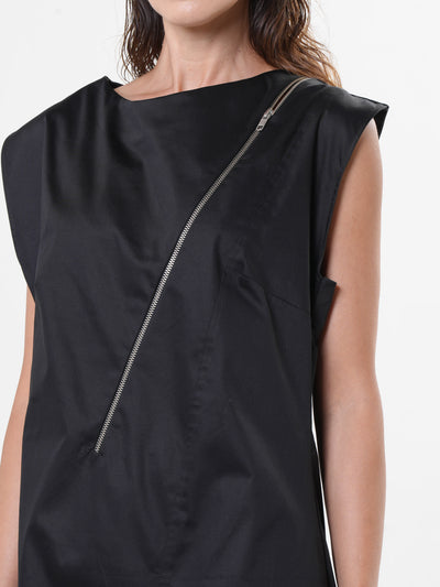 Midi Zipper Dress In Black