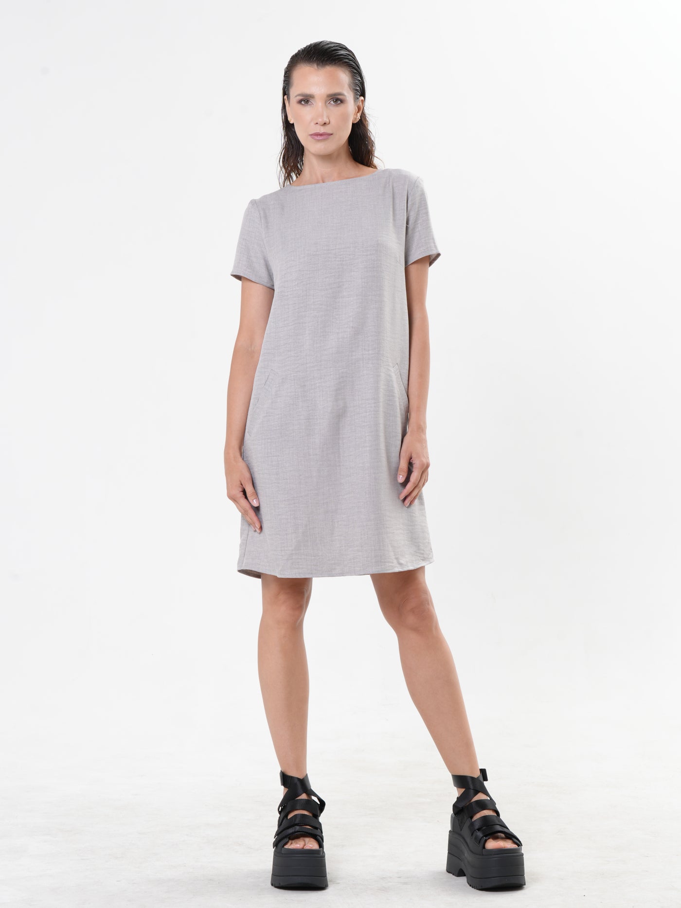 Mini Shift Dress In Gray