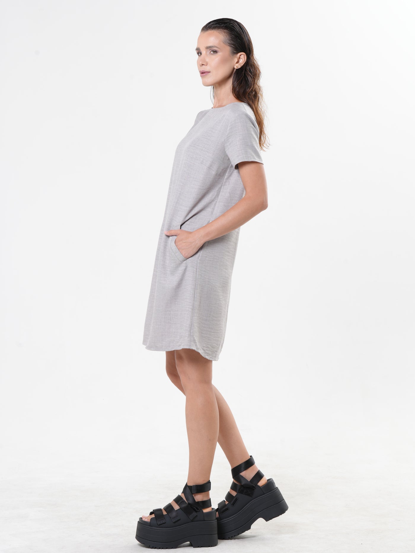 Mini Shift Dress In Gray