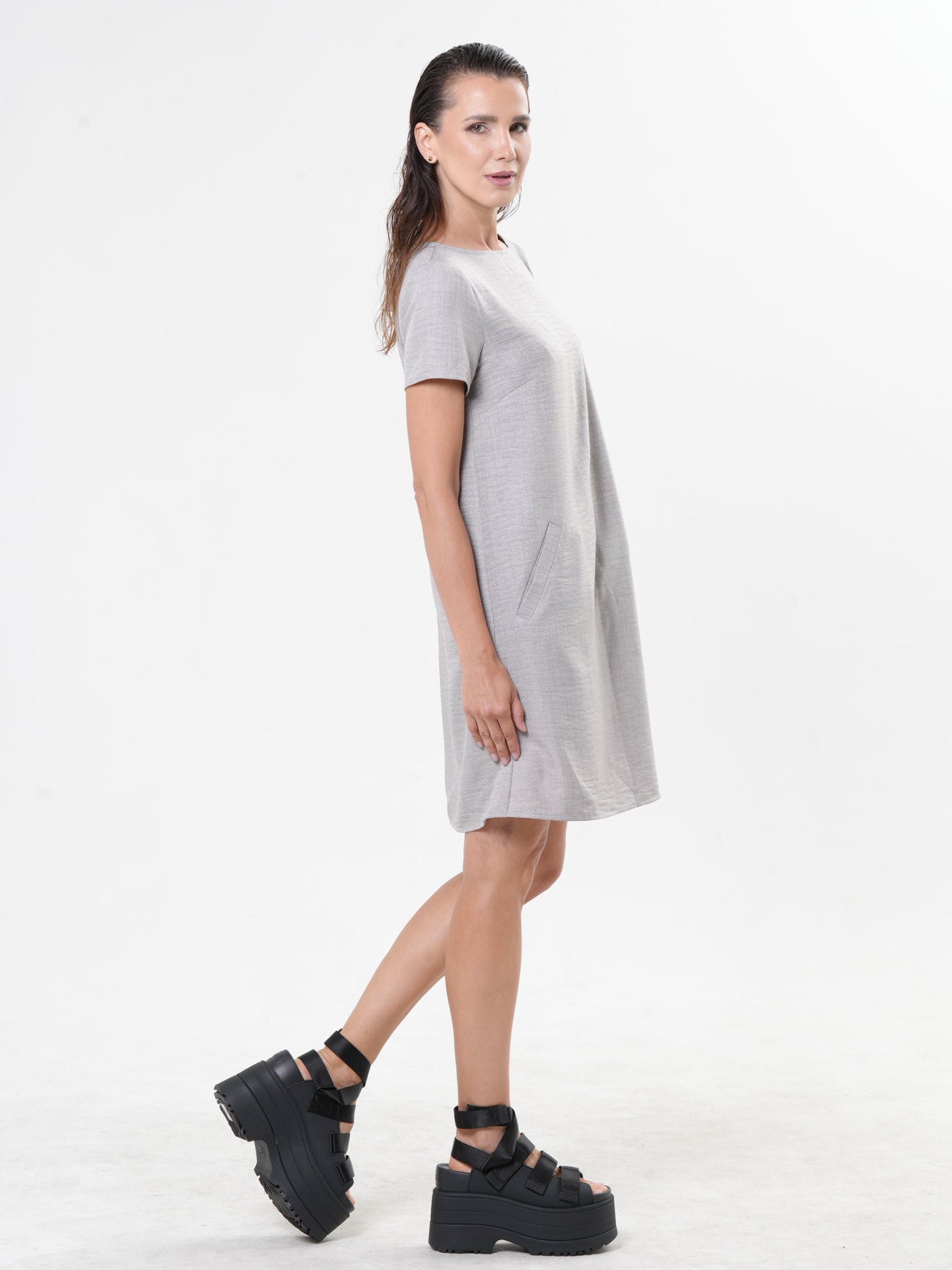 Mini Shift Dress In Gray