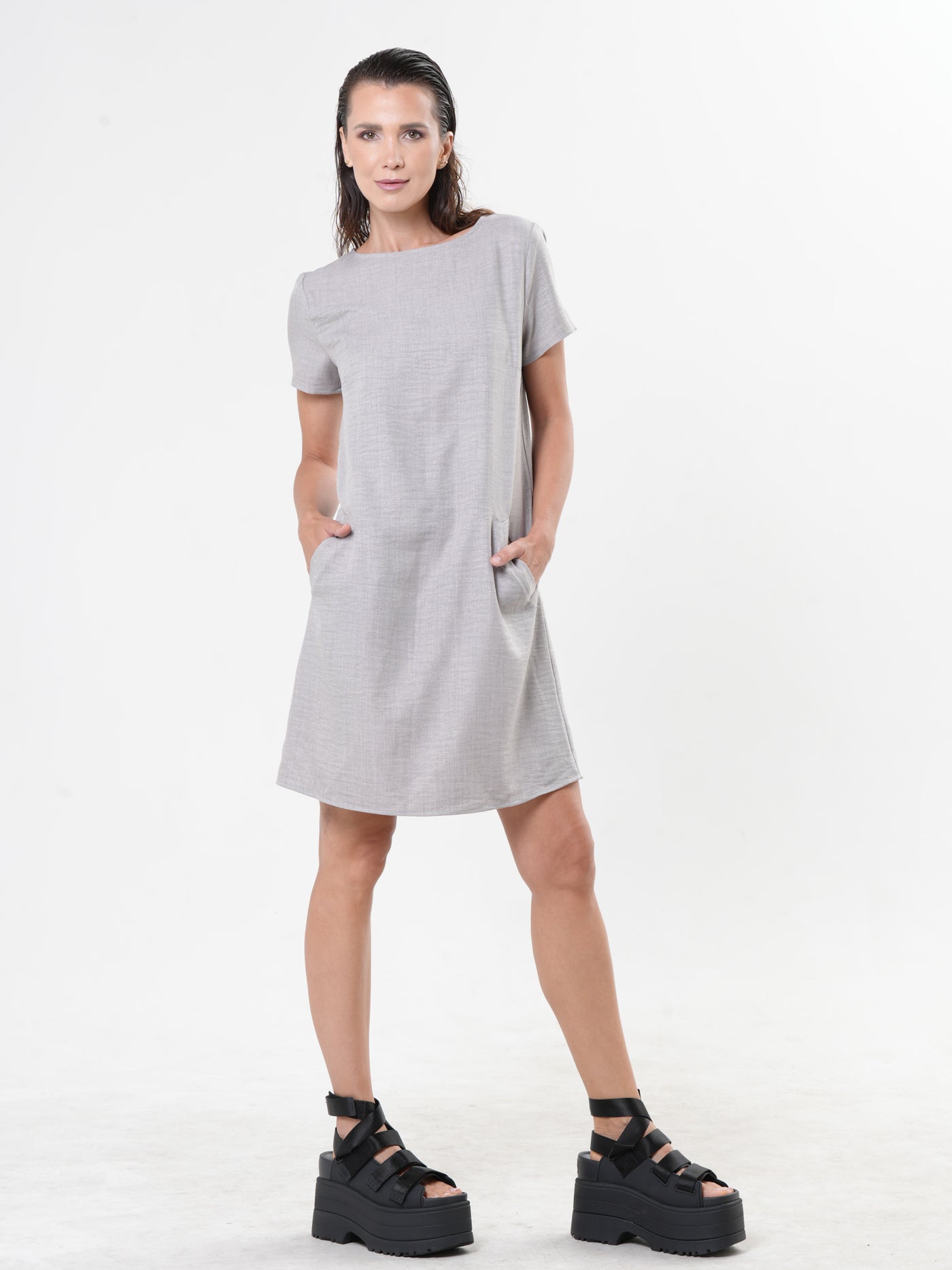 Mini Shift Dress In Gray