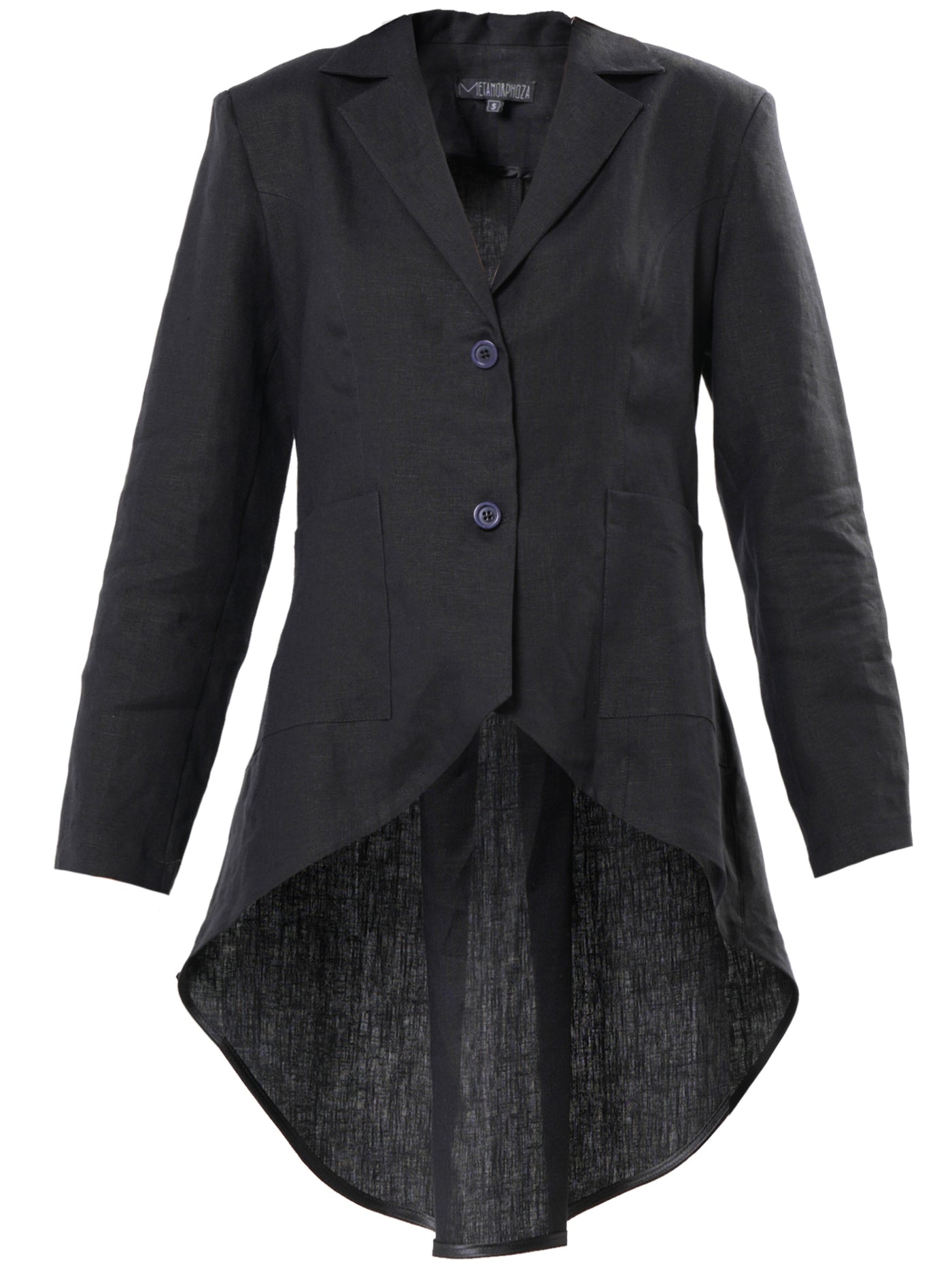 Black Asymmetrical Linen Blazer