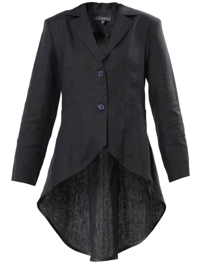 Black Asymmetrical Linen Blazer