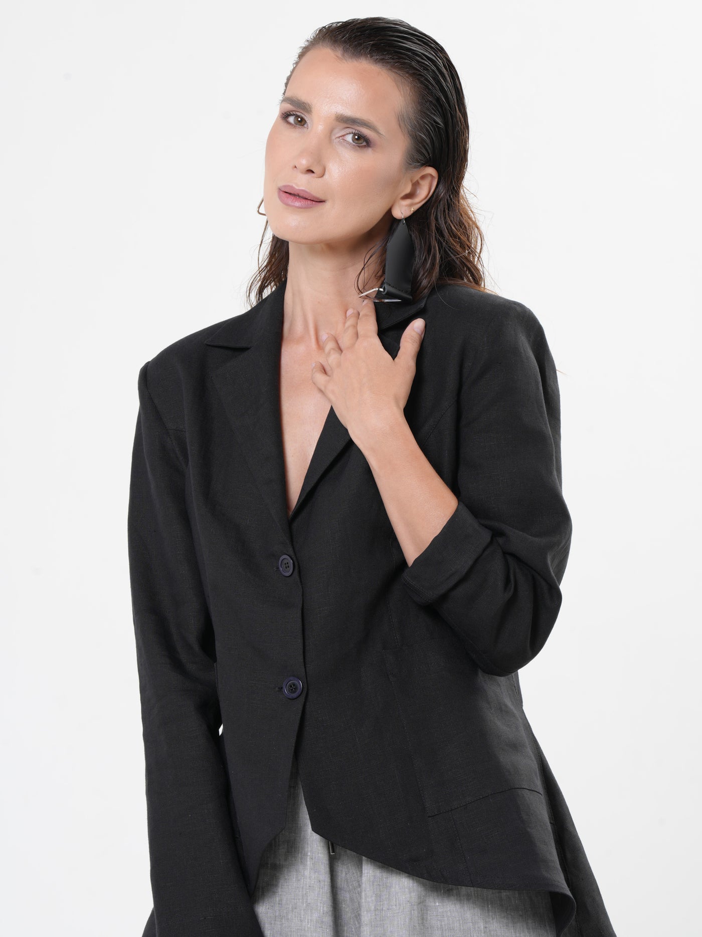 Asymmetric Leather & Metal Earrings