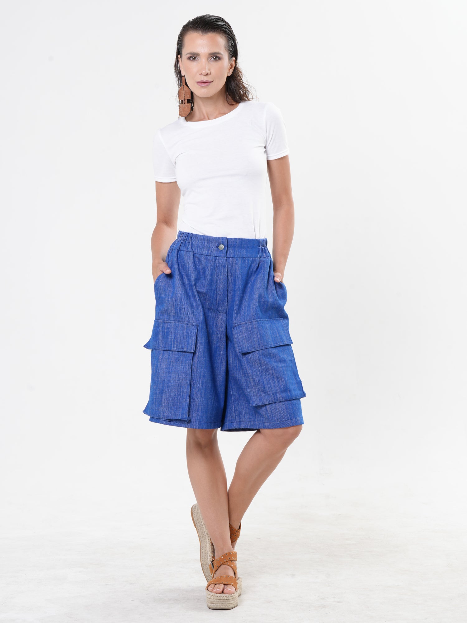 Denim Cargo Shorts In Blue – Metamorphoza