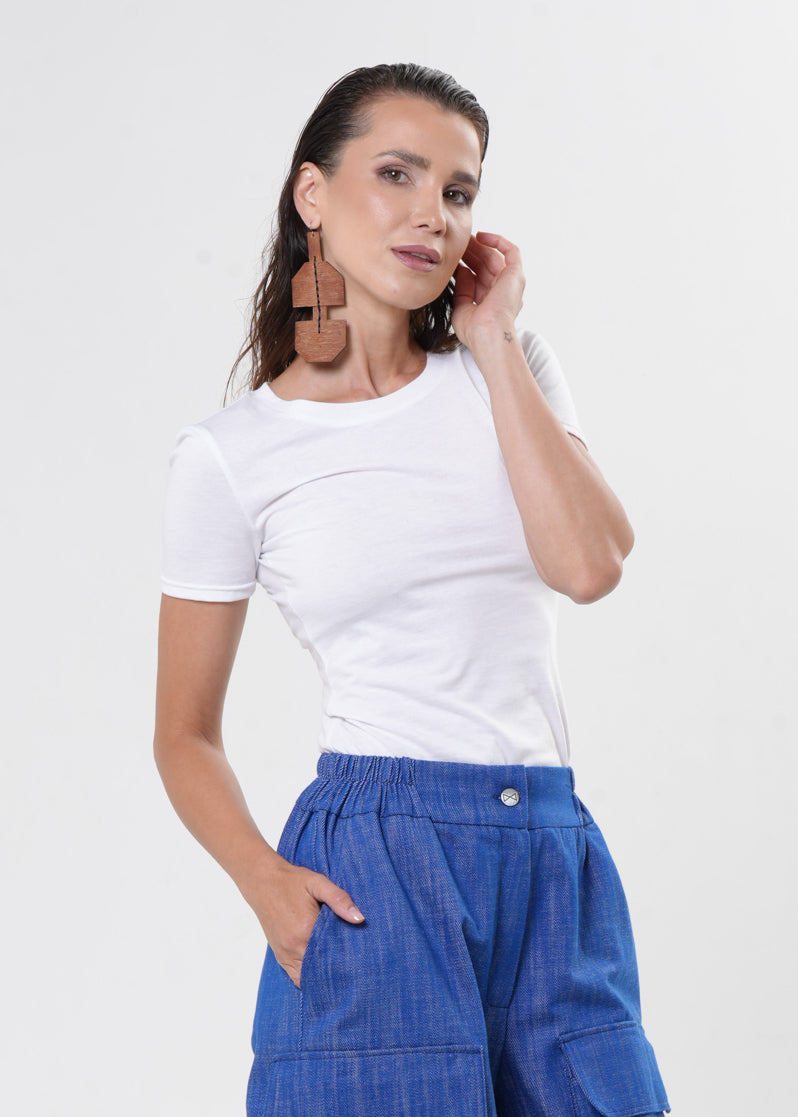 Sculptural Leather Different Earrings in Brown