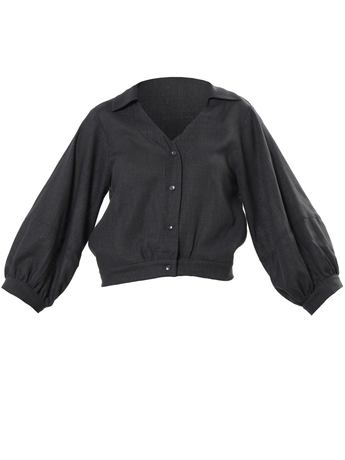 Oversize Linen Short Top in Black