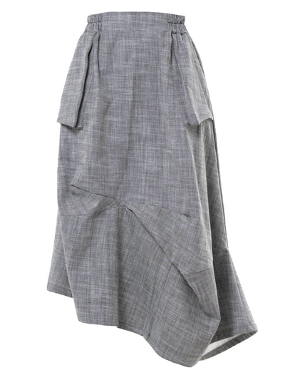 Denim Skirt with Draped Details In Gray