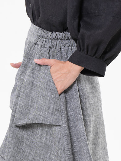 Denim Skirt with Draped Details In Gray